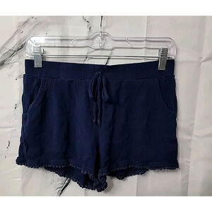 BeBop Juniors' Navy Blue Pom Pom Hem Drawstring Pull On Shorts Women's M